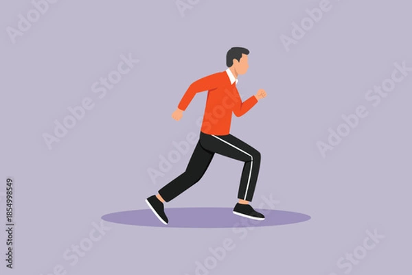 Fototapeta Physical activity men jogging. Physical Activity Concept. Colored flat vector illustration isolated