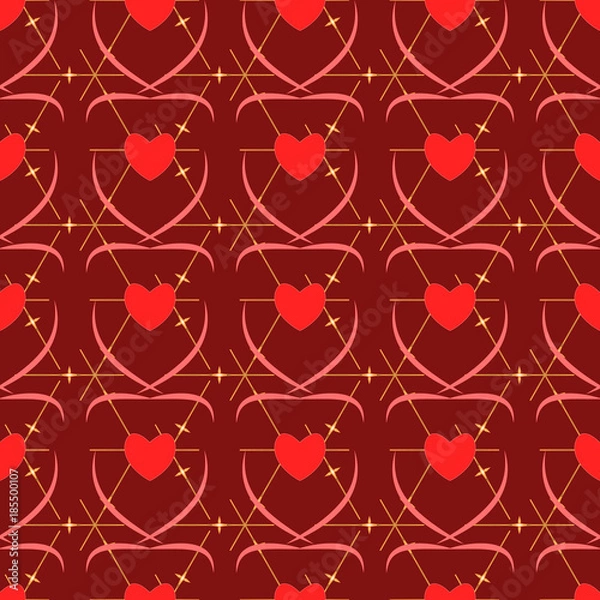 Fototapeta Heart on rhombus seamless pattern