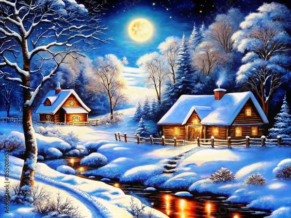 Obraz winter landscape with house