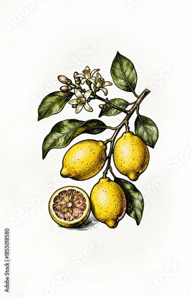 Fototapeta lemon with leaves