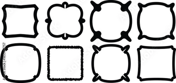 Fototapeta Vintage vector label frames and decorative borders set with blank retro design elements