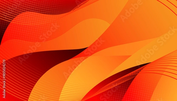 Obraz Modern Red Orange Abstract Fluid Background with Dynamic Wave Shapes and Gradient Flow