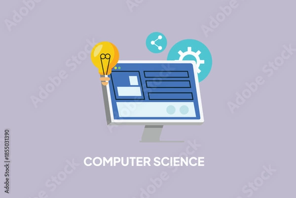 Obraz School subject computer science. School Subject Concept. Colored flat vector illustration isolated