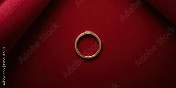 Obraz Elegant diamond ring on red velvet