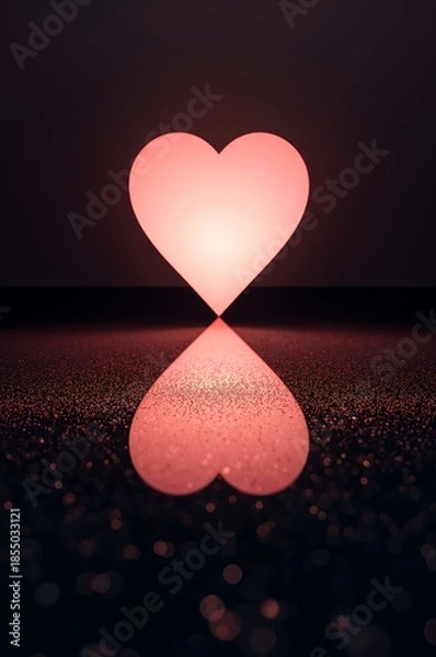 Obraz Illuminated Heart Shape Lamp on Reflective Surface