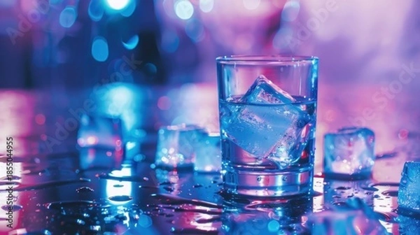 Obraz Colorful drink with ice cubes