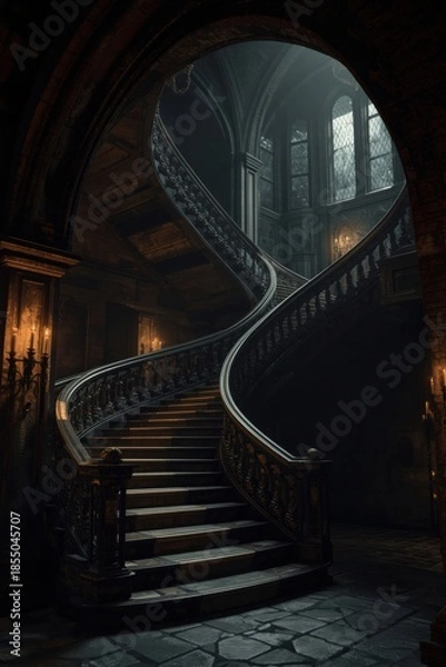 Obraz Elegant spiral staircase in historic building