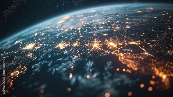 Obraz Earth city lights night