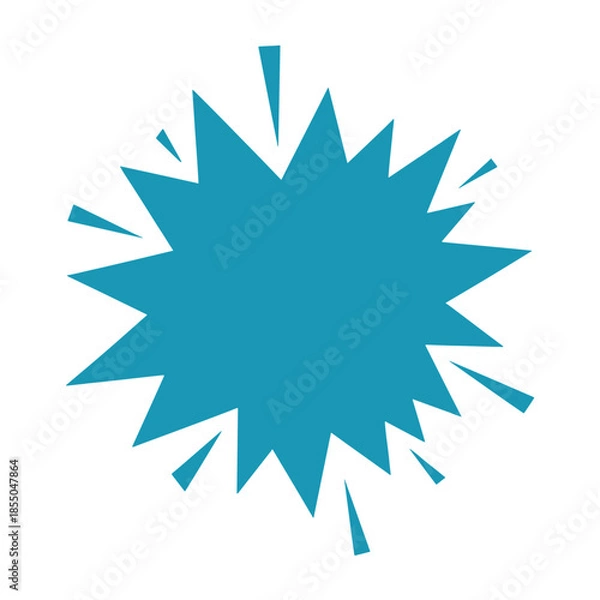 Fototapeta Blue starburst shape with jagged edges on white background