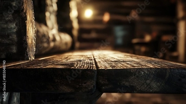 Obraz Rustic wooden bench interior