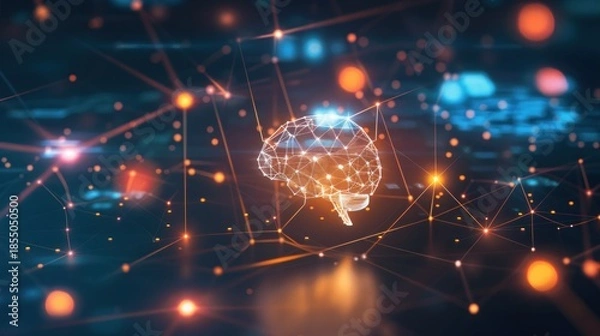 Obraz Digital brain network image for technology content