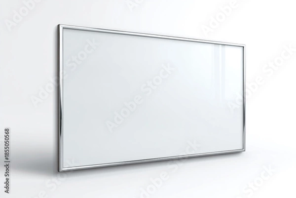Obraz A sleek rectangular mirror with a decorative silver frame is displayed