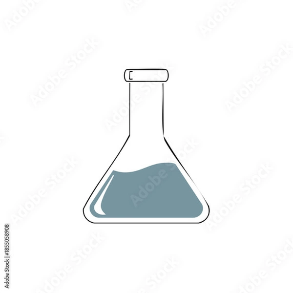 Obraz Erlenmeyer Flask with Liquid Experimentation and Science Conical Flask Design
