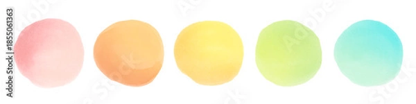 Obraz 水彩風の円形のベクターフレームのセット。パステルカラー。