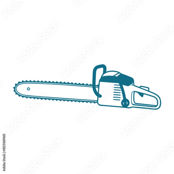 Obraz Blue chainsaw with sharp teeth and handle outline