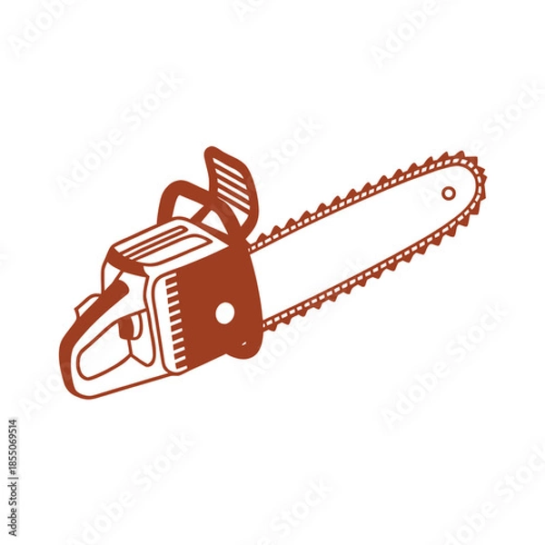 Fototapeta Brown chainsaw with sharp teeth and handle tool