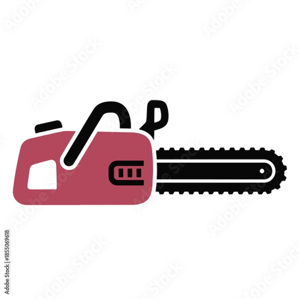 Obraz Red chainsaw with black teeth and handle