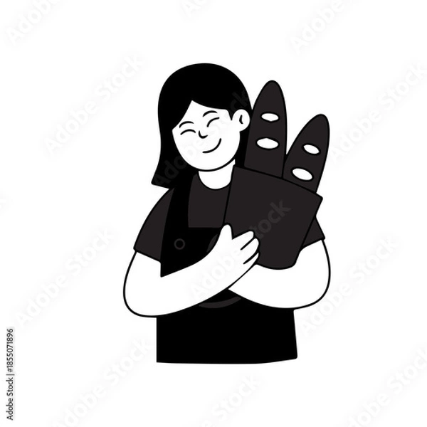 Obraz Bakery Girl Holding Bread