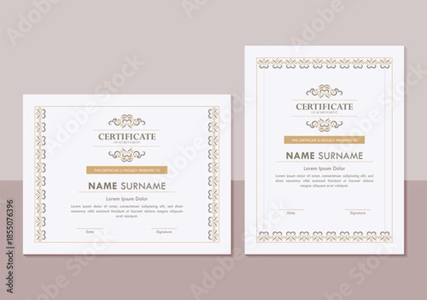 Obraz Elegant Decorative Certificate Template with Ornamental Border for Formal Recognition Document