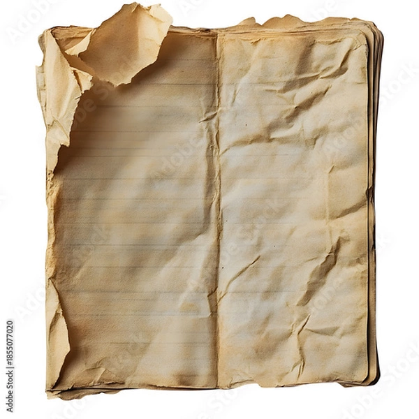 Obraz Old Yellowed Notebook Page with Torn Edges