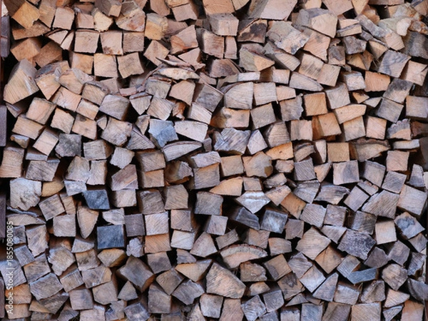 Obraz split and stacked firewood for the fireplace