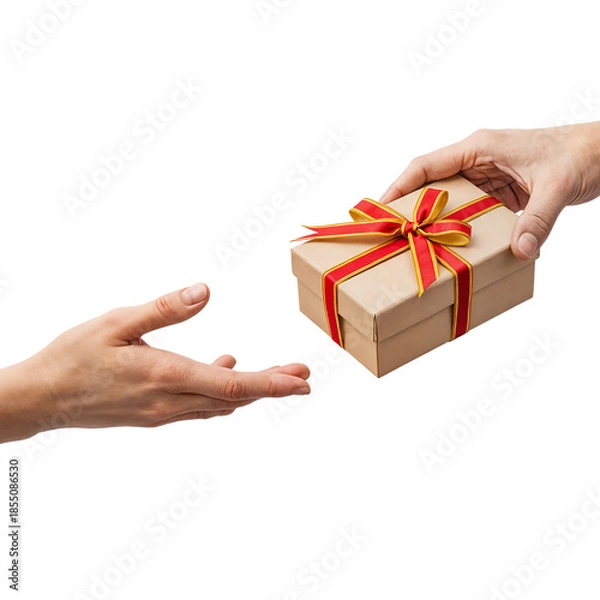 Obraz Hands Exchanging a Wrapped Present