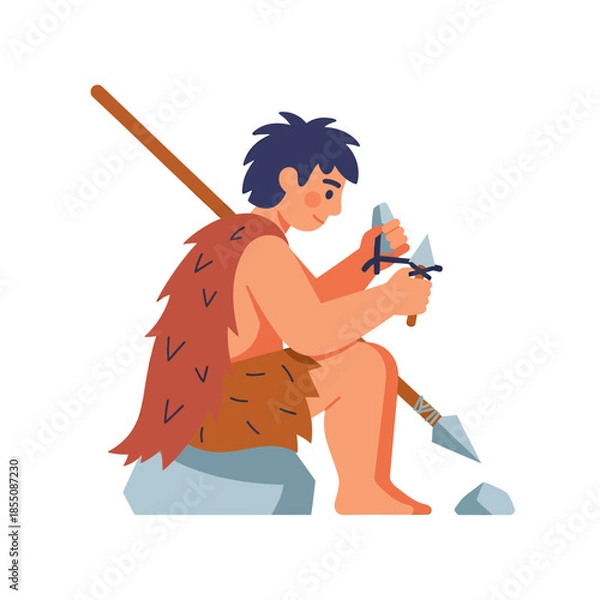 Obraz A caveman make fire, vector illustration design