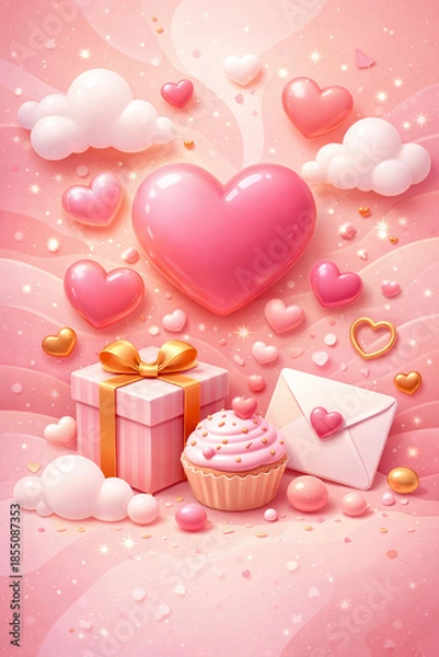 Obraz Soft 3D Valentine Hearts Abstract Background