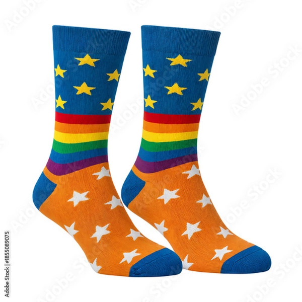 Obraz Colorful Star and Rainbow Patterned Socks