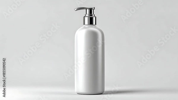 Obraz matte white shampoo bottle isolated on white background minimal aesthetic professional product photography, Realistic Photo