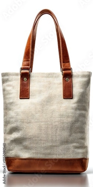 Obraz luxury tote bag on pure white background soft natural light crisp edges product photography high resolution for stock imagery, Realistic Photo