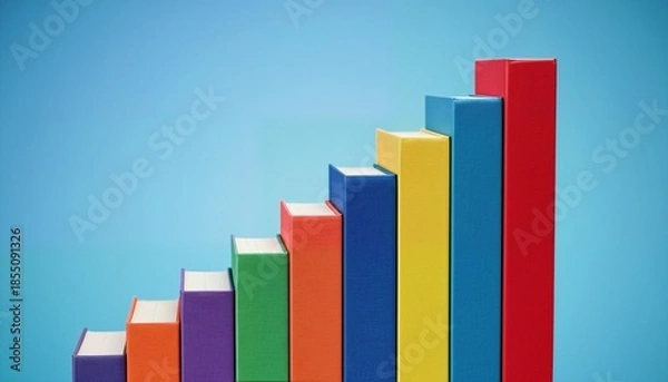 Obraz Stacked Books Forming Upward Bar Graph Representing Knowledge and Growth Concept