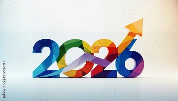 Obraz Abstract 2026 with Upward Trend Graph Arrow in Vibrant Colors for Future Prosperity and Economic Growth.