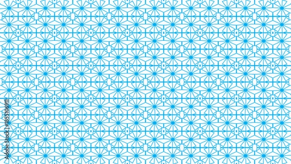 Fototapeta Blue Geometric Linear Star Seamless Pattern Background