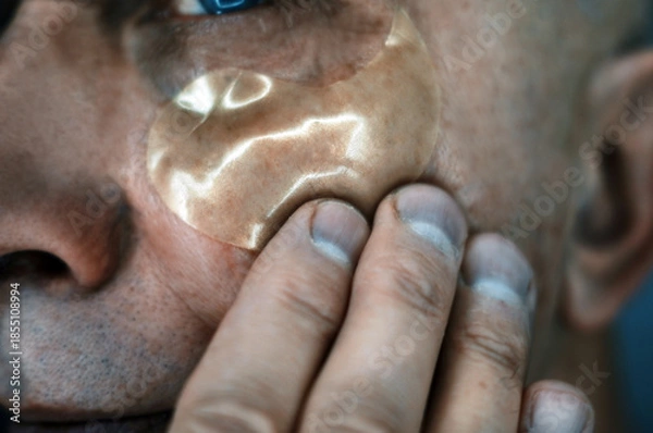 Obraz man applying anti-age patch