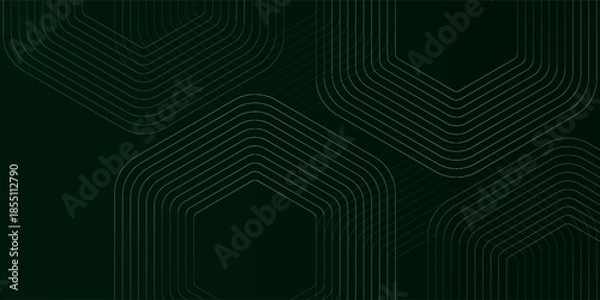 Obraz Green cyberspace hexagonal background modern light. Hexagonal grid technology pattern design illustration line
