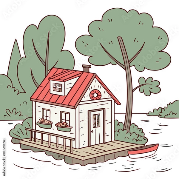 Fototapeta house and tree