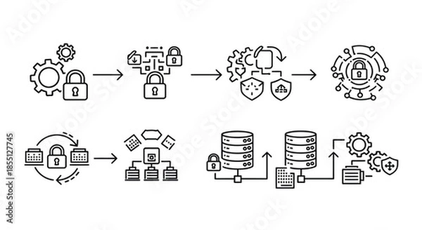 Fototapeta Sequential steps in data security and management