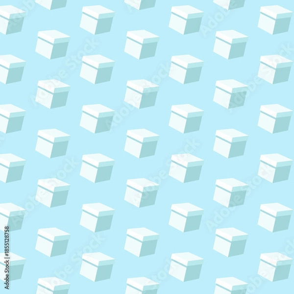 Obraz Seamless Isometric Cube Pattern in Light Blue Winter Colors