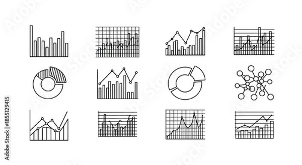 Fototapeta Collection of various data visualization graphs
