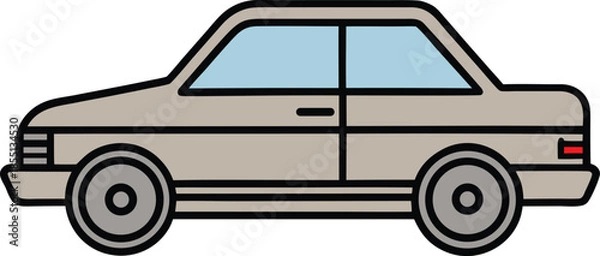 Fototapeta Realistic Passenger Car Side View Vector Template