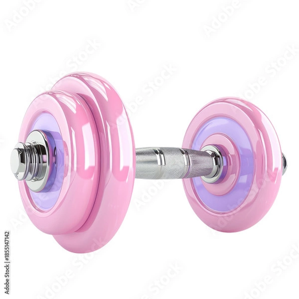 Fototapeta A pink dumbbell with a silver handle
