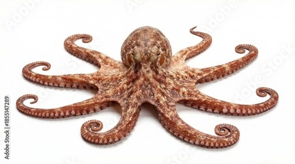 Obraz A large octopus with tentacles spread isolated on a white background