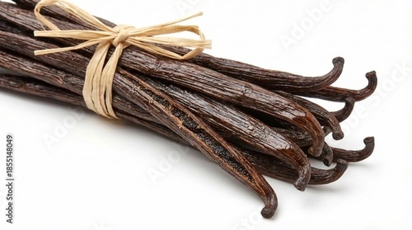 Obraz Fresh vanilla beans bundle isolated on a white background