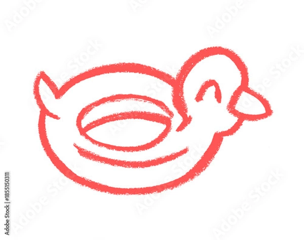 Obraz Inflatable Duck Float Icon Crayon Chalk Drawing Vector