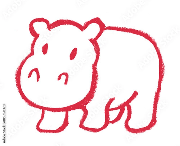 Obraz Cute Hippo Icon Crayon Chalk Drawing Vector