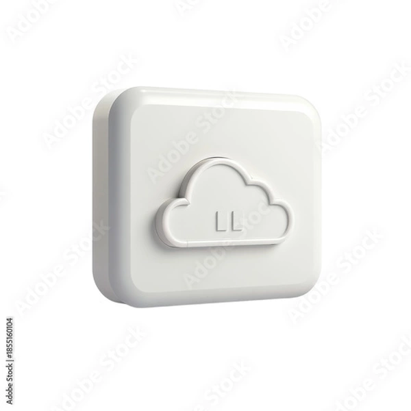 Fototapeta A white cloud storage device on a black background