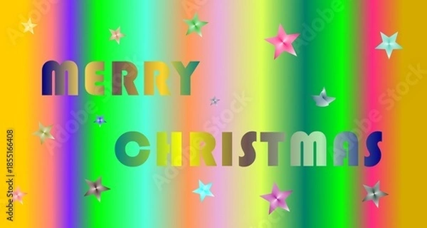 Obraz Merry Christmas Rainbow Gradient Festive Star Background