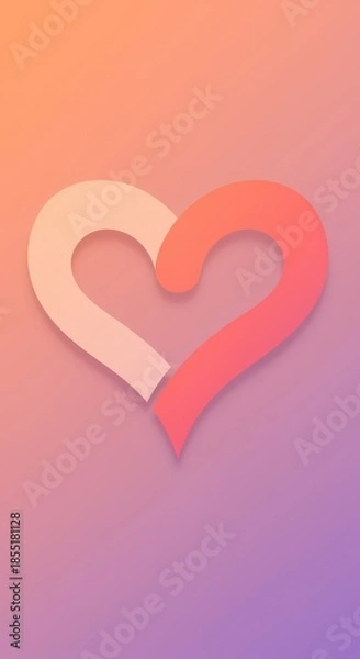 Fototapeta Intertwined hearts on gradient background