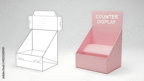 Obraz Counter display box template with pink sample